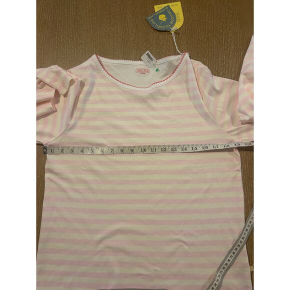 Cozyland Womens Pastel Stripe Pima Cotton Baby Jane Tee Crewneck Size XL - Picture 4 of 5
